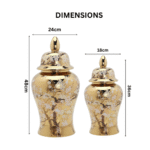 Luxury Floral Look Decorative Gold Ginger Pot - Image 2