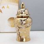 Floral Look Decorative Gold Ginger Pot