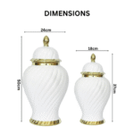 Luxurious Swirl Pattern Decorative White Ginger Pot - Image 2