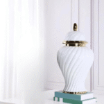 Luxurious Swirl Pattern Decorative White Ginger Pot - Image 3