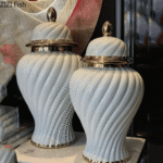 Luxurious Swirl Pattern Decorative White Ginger Pot - Image 4