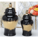 Antique Deco Black Ginger Pot