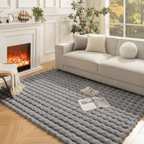 Modern Bubble Soft Rug Carpet Gray