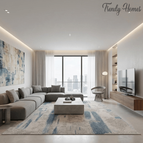 Modern Abstract Brushstroke Area Rug