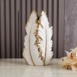 Unique Modern Two Tone Banana Leaf Hollow Ceramic Vase Set White Gold  - Image 3