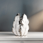 Unique Modern Two Tone Banana Leaf Hollow Ceramic Vase Set White Silver - Image 5