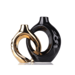 Minimalist Snuggle Hollow Ceramic Vase Set Black Gold