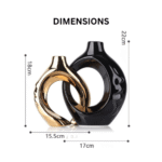 Modern Minimalist Snuggle Hollow Ceramic Vase Set Black Gold - Image 2