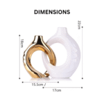 Modern Minimalist Snuggle Hollow Ceramic Vase Set White Gold - Image 2