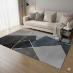 Luxurious Modern Geometric Pattern Midnight Shard Rug Carpet - Image 5