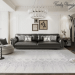 White and Silver floral Area Rug