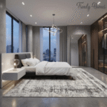 Luxurious Urban Abstract Texture Rug in Light Gray - Image 6