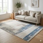Rug Carpet in Blue and Grey