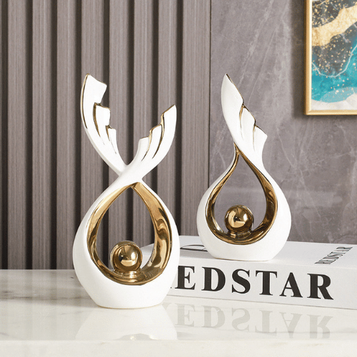 Art Angel Wings Ceramic Sculpture Set