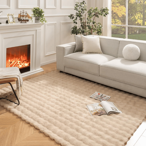 Modern bubble Soft Rug Carpet Beige