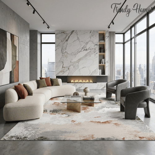 abstract cloudy Earthbound area rug