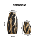 Unique Vertical Stripe Ceramic Black Gold Vase Collection - Image 2