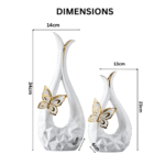 Unique Teardrop Ceramic Butterfly Vase Set White - Image 2