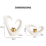 Modern Ceramic Heart Shape White and Gold Ornament - Image 2