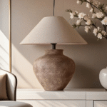 Textured Tan Ceramic Table Lamp