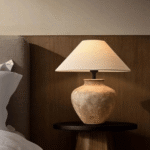 Modern Textured Tan Ceramic Table Lamp - Image 6