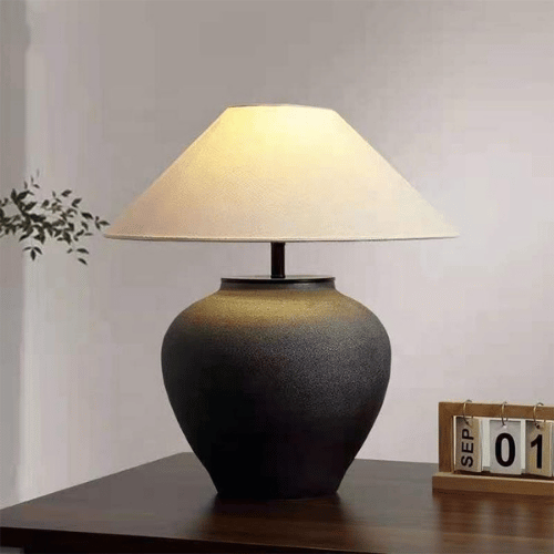 Black Ceramic Jar Table Lamp