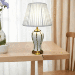 Modern Royal Golden Ribbed Ceramic Table Lamp - Image 4