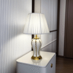 Modern Royal Golden Ribbed Ceramic Table Lamp - Image 2