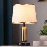 Luxurious Metal Base and Linen Fabric Shade Table Lamp - Image 2