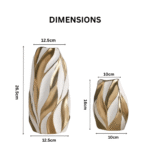 Unique Vertical Stripe Ceramic White Gold Vase Collection - Image 2