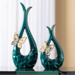 Teardrop Ceramic Butterfly Vase Set Green
