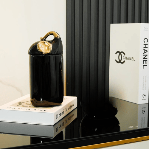 Black And Gold Decorative Trinket Storage Jar TAJ039