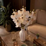 3D Printed Artificial White & Soft peach Orchid Flower Stem  - Image 7