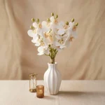 3D Printed Artificial White & Soft peach Orchid Flower Stem  - Image 6