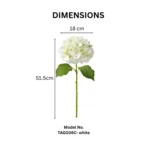 Single Stem Real Touch Hydrangea Flower white - Image 2
