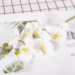 3D Printed Artificial White & Yellow Orchid Flower Stem  - Image 4