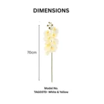 3D Printed Artificial White & Yellow Orchid Flower Stem  - Image 2