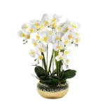 3D Printed Artificial White & Yellow Orchid Flower Stem  - Image 9