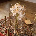 3D Printed Artificial White & Soft peach Orchid Flower Stem  - Image 8