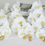 3D Printed Artificial White & Yellow Orchid Flower Stem  - Image 6