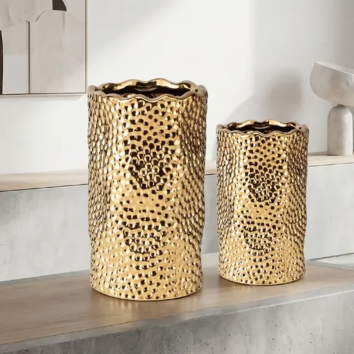 Gold Perfora Ceramic Vase