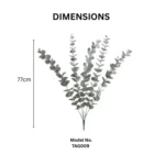 5 Branch Artificial Eucalyptus Leaf Stem Green Foliage  - Image 2