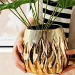 Gold Facet Ceramic Vase - Image 4