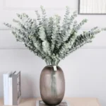 5 Branch Artificial Eucalyptus Leaf Stem Green Foliage  - Image 3