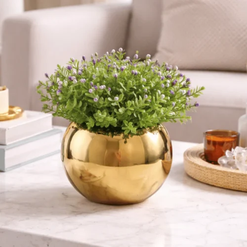 Gold Sphere Ceramic Vase