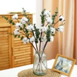 Single Eucalyptus & Cotton Stem Rustic White  - Image 3