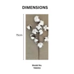 3 Branch Artificial Cotton Stem Rustic White Farmhouse Spray  - Image 2