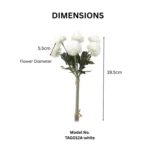 Artificial Dianthus Bouquet White Pompon Floral Bunch - Image 2