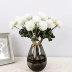 Artificial Dianthus Bouquet White Pompon Floral Bunch - Image 3
