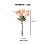 Artificial Dianthus Bouquet Soft Pink Pompon Floral Bunch  - Image 2